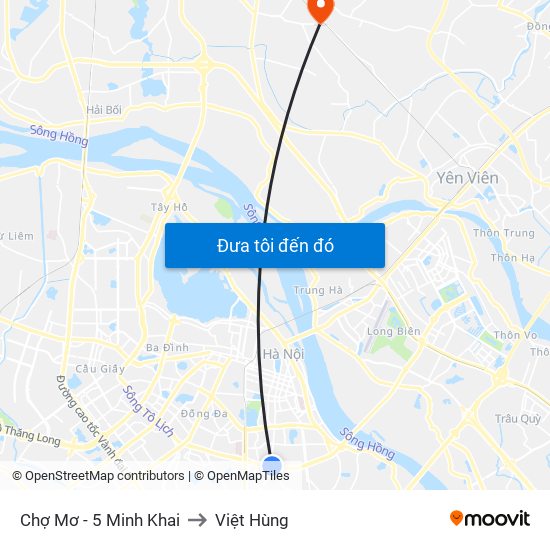 Chợ Mơ - 5 Minh Khai to Việt Hùng map