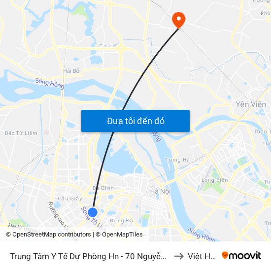 Trung Tâm Y Tế Dự Phòng Hn - 70 Nguyễn Chí Thanh to Việt Hùng map