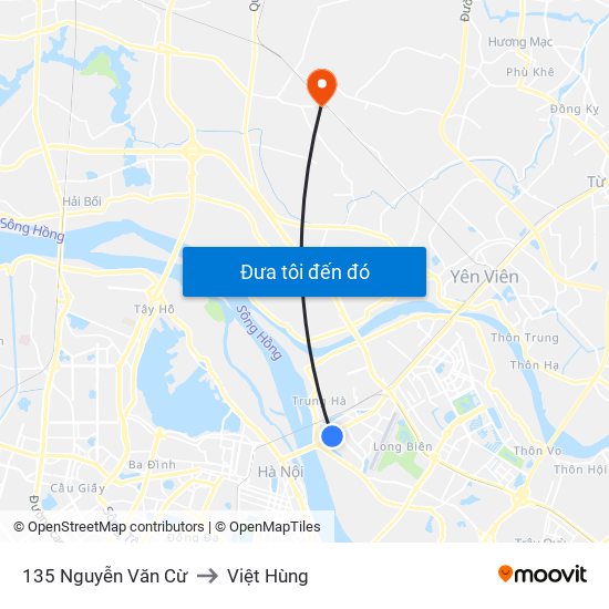 135 Nguyễn Văn Cừ to Việt Hùng map