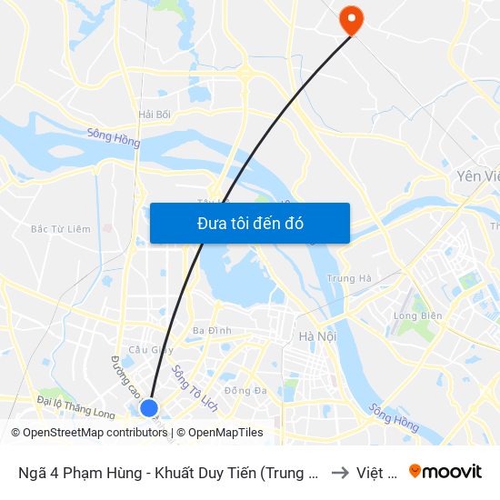 Ngã 4 Phạm Hùng - Khuất Duy Tiến (Trung Tâm Hội Nghị Quốc Gia) to Việt Hùng map