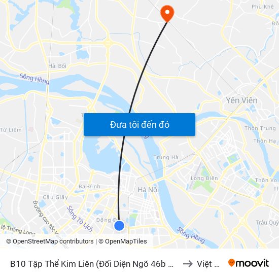 B10 Tập Thể Kim Liên (Đối Diện Ngõ 46b Phạm Ngọc Thạch) to Việt Hùng map