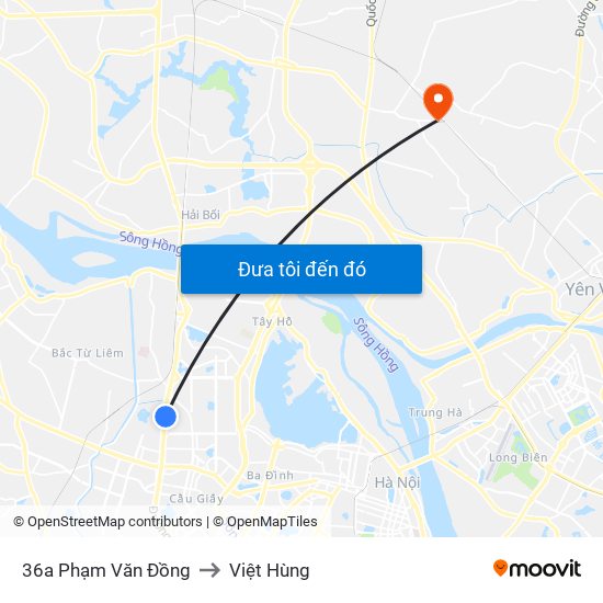 36a Phạm Văn Đồng to Việt Hùng map
