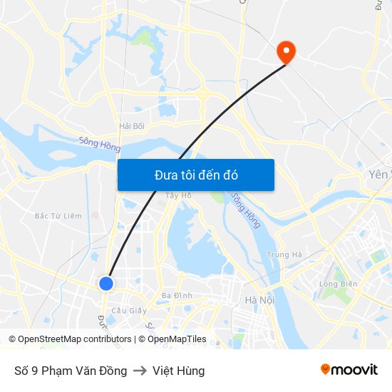 Số 9 Phạm Văn Đồng to Việt Hùng map