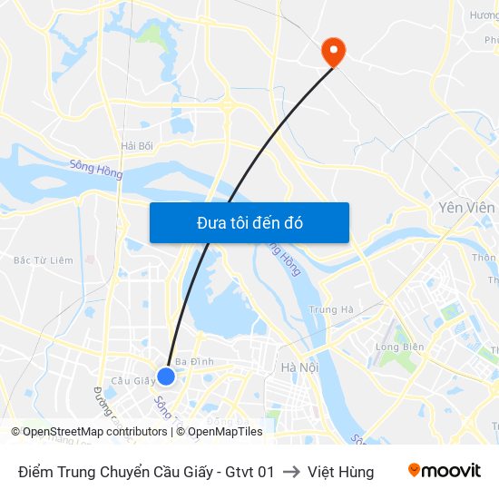 Điểm Trung Chuyển Cầu Giấy - Gtvt 01 to Việt Hùng map