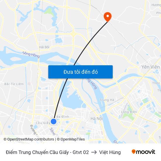 Điểm Trung Chuyển Cầu Giấy - Gtvt 02 to Việt Hùng map