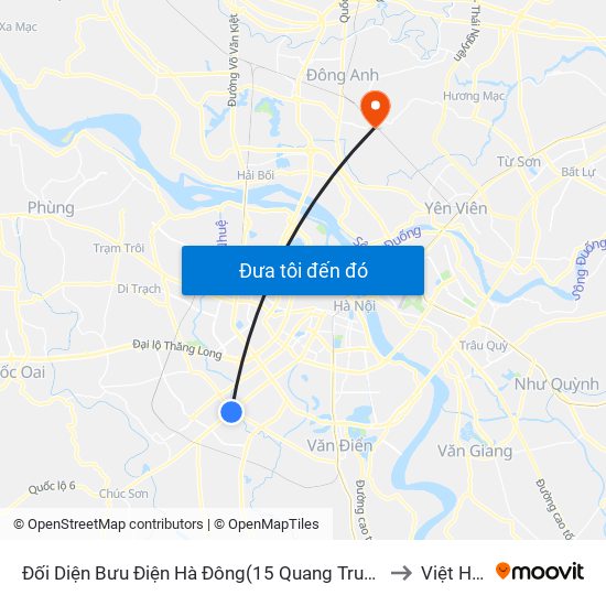 Đối Diện Bưu Điện Hà Đông(15 Quang Trung Hà Đông) to Việt Hùng map