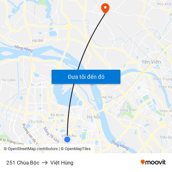 251 Chùa Bộc to Việt Hùng map