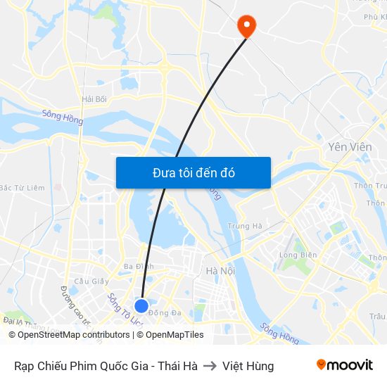 Rạp Chiếu Phim Quốc Gia - Thái Hà to Việt Hùng map