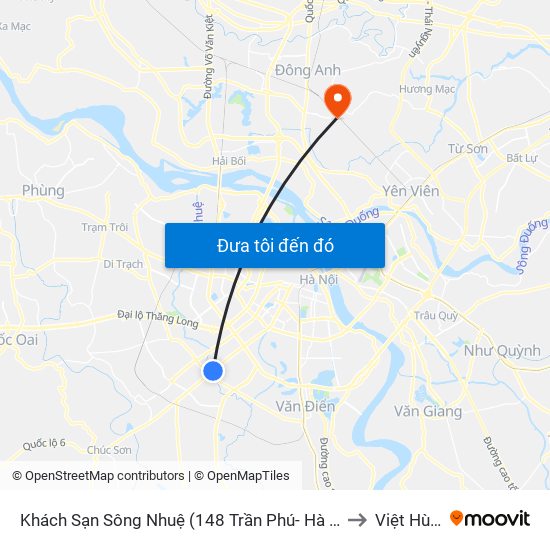 Khách Sạn Sông Nhuệ (148 Trần Phú- Hà Đông) to Việt Hùng map