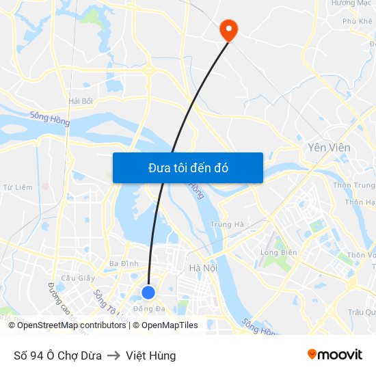 Số 94 Ô Chợ Dừa to Việt Hùng map