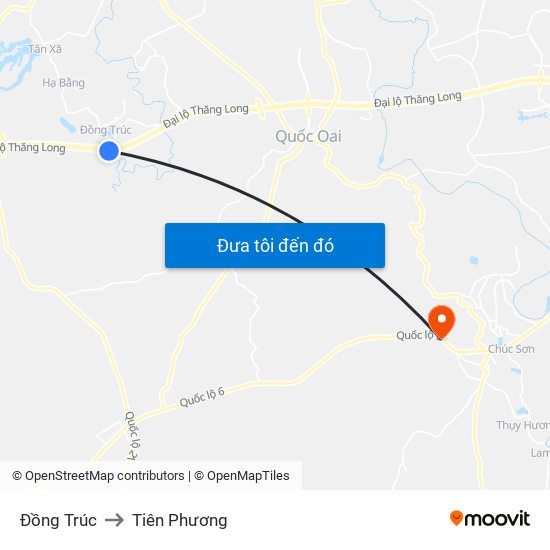 Đồng Trúc to Tiên Phương map