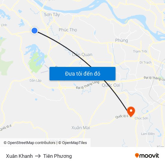 Xuân Khanh to Tiên Phương map
