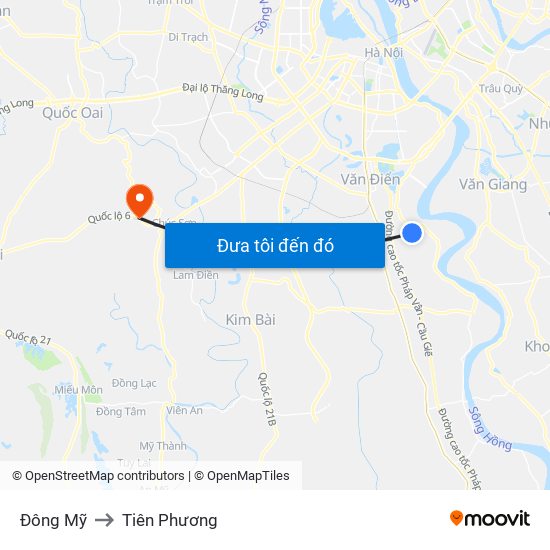 Đông Mỹ to Tiên Phương map