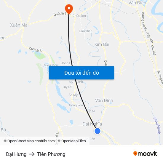 Đại Hưng to Tiên Phương map