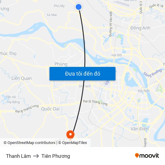 Thanh Lâm to Tiên Phương map