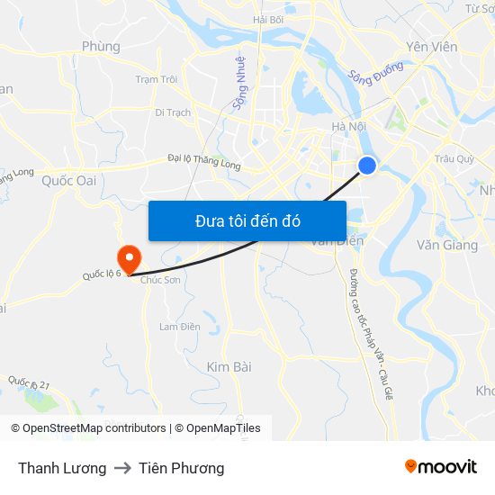 Thanh Lương to Tiên Phương map