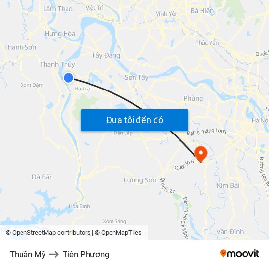 Thuần Mỹ to Tiên Phương map