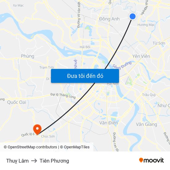 Thuỵ Lâm to Tiên Phương map