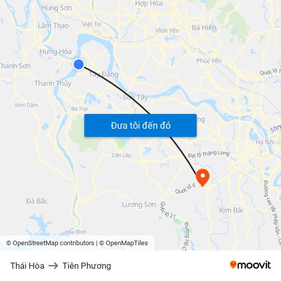 Thái Hòa to Tiên Phương map