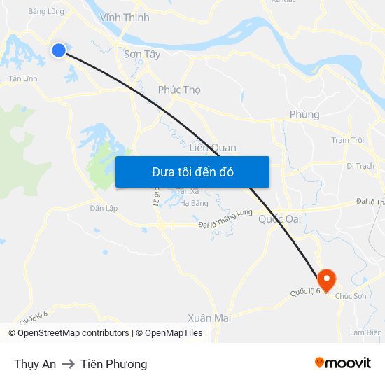 Thụy An to Tiên Phương map