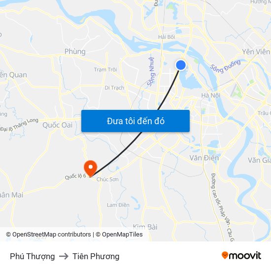 Phú Thượng to Tiên Phương map