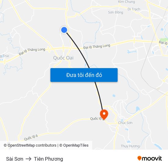 Sài Sơn to Tiên Phương map