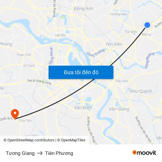Tương Giang to Tiên Phương map