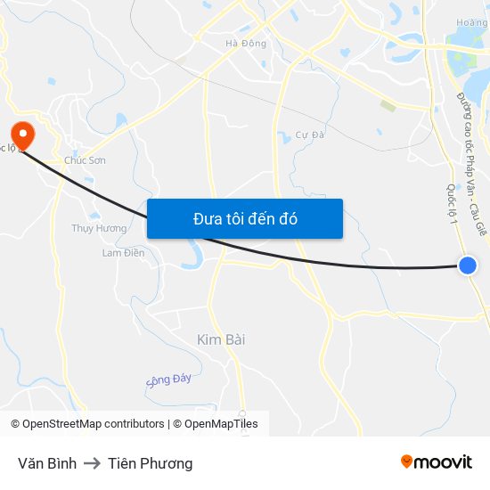 Văn Bình to Tiên Phương map