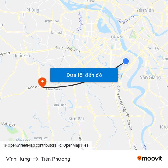 Vĩnh Hưng to Tiên Phương map
