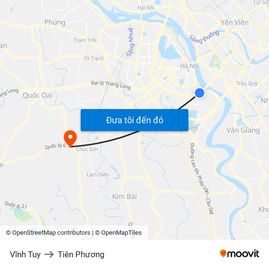 Vĩnh Tuy to Tiên Phương map