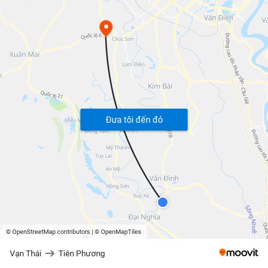 Vạn Thái to Tiên Phương map