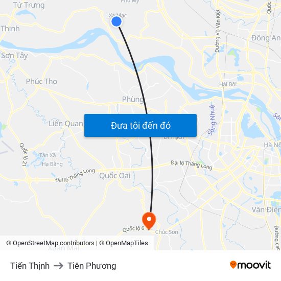 Tiến Thịnh to Tiên Phương map