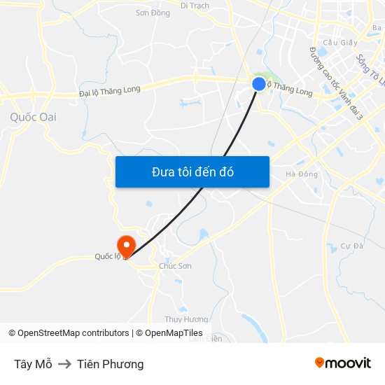 Tây Mỗ to Tiên Phương map