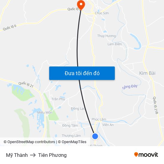 Mỹ Thành to Tiên Phương map