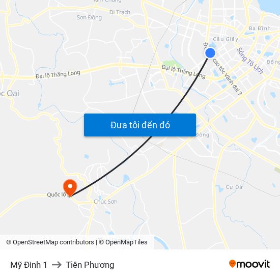 Mỹ Đình 1 to Tiên Phương map