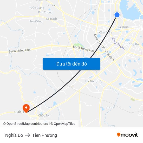 Nghĩa Đô to Tiên Phương map