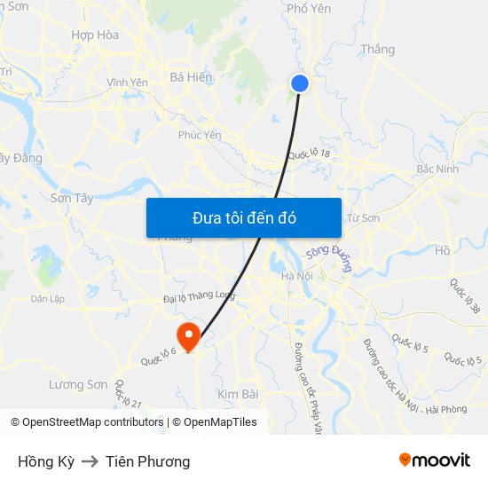 Hồng Kỳ to Tiên Phương map