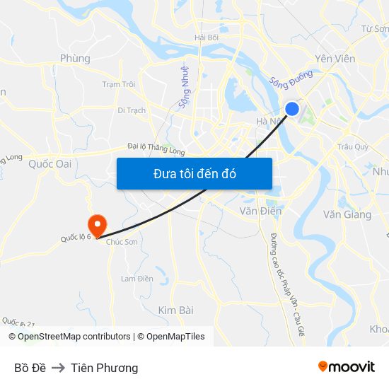 Bồ Đề to Tiên Phương map