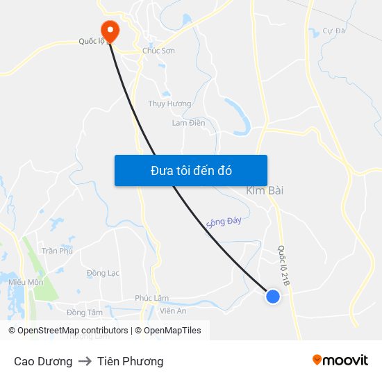 Cao Dương to Tiên Phương map