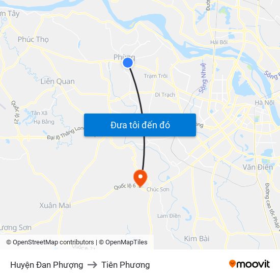 Huyện Đan Phượng to Tiên Phương map