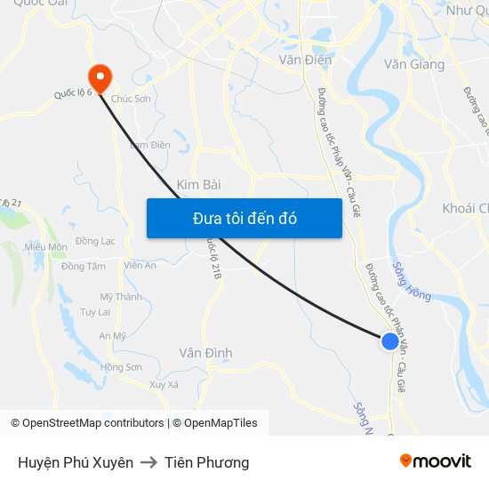 Huyện Phú Xuyên to Tiên Phương map