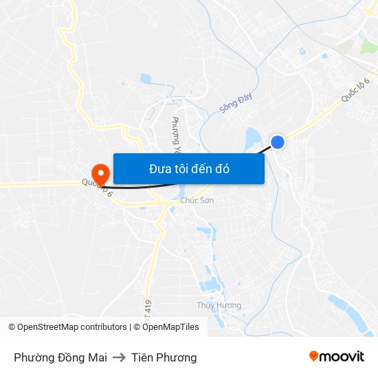 Phường Đồng Mai to Tiên Phương map