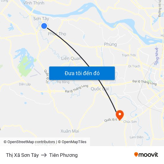 Thị Xã Sơn Tây to Tiên Phương map