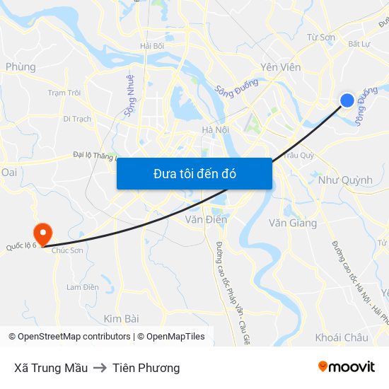 Xã Trung Mầu to Tiên Phương map