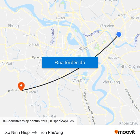 Xã Ninh Hiệp to Tiên Phương map