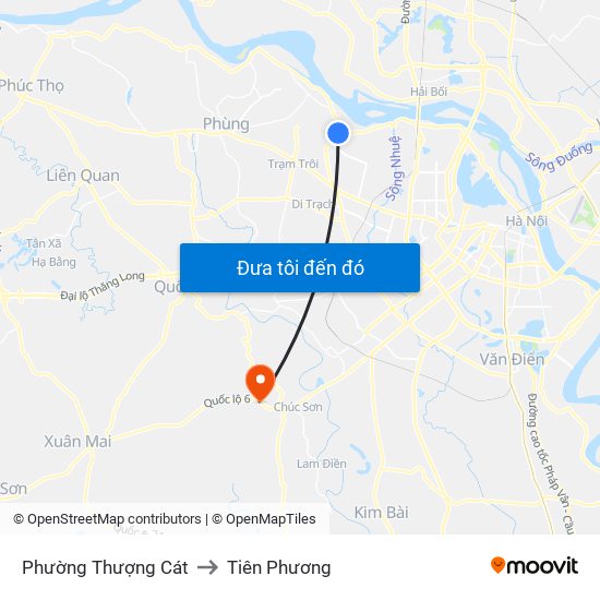 Phường Thượng Cát to Tiên Phương map
