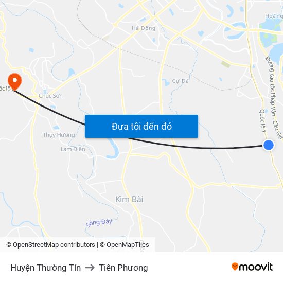 Huyện Thường Tín to Tiên Phương map