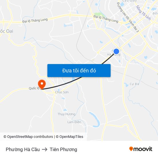 Phường Hà Cầu to Tiên Phương map