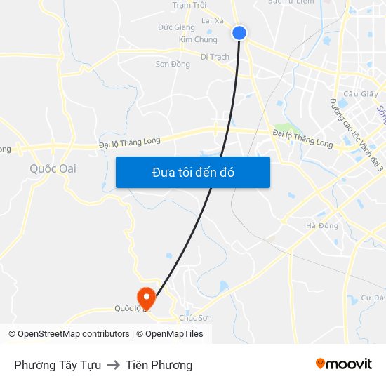 Phường Tây Tựu to Tiên Phương map