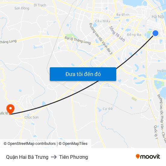 Quận Hai Bà Trưng to Tiên Phương map